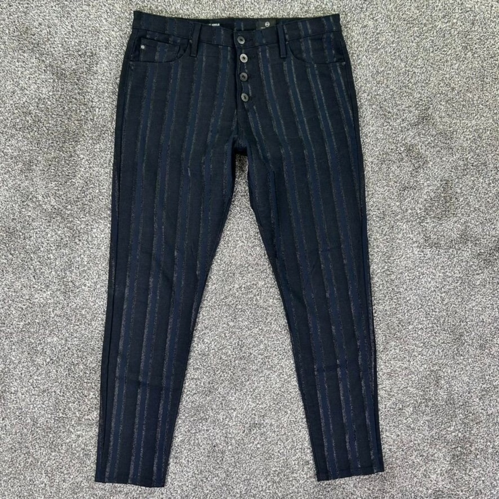 Adriano Goldschmied The Farrah Skinny Ankle High Rise Striped Pant Womens 32R